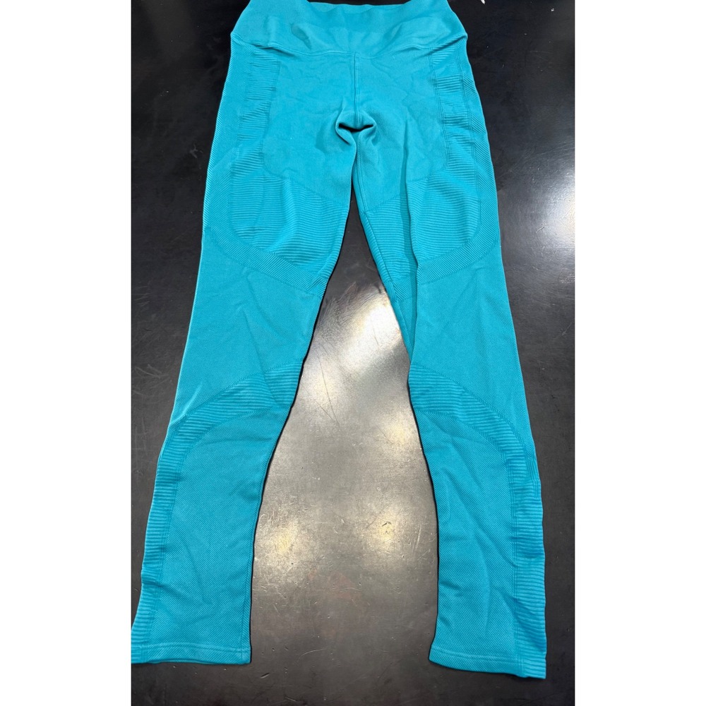 NUX Teal Seamless Ribbed High Waisted Athletic Leggings Women's L‎